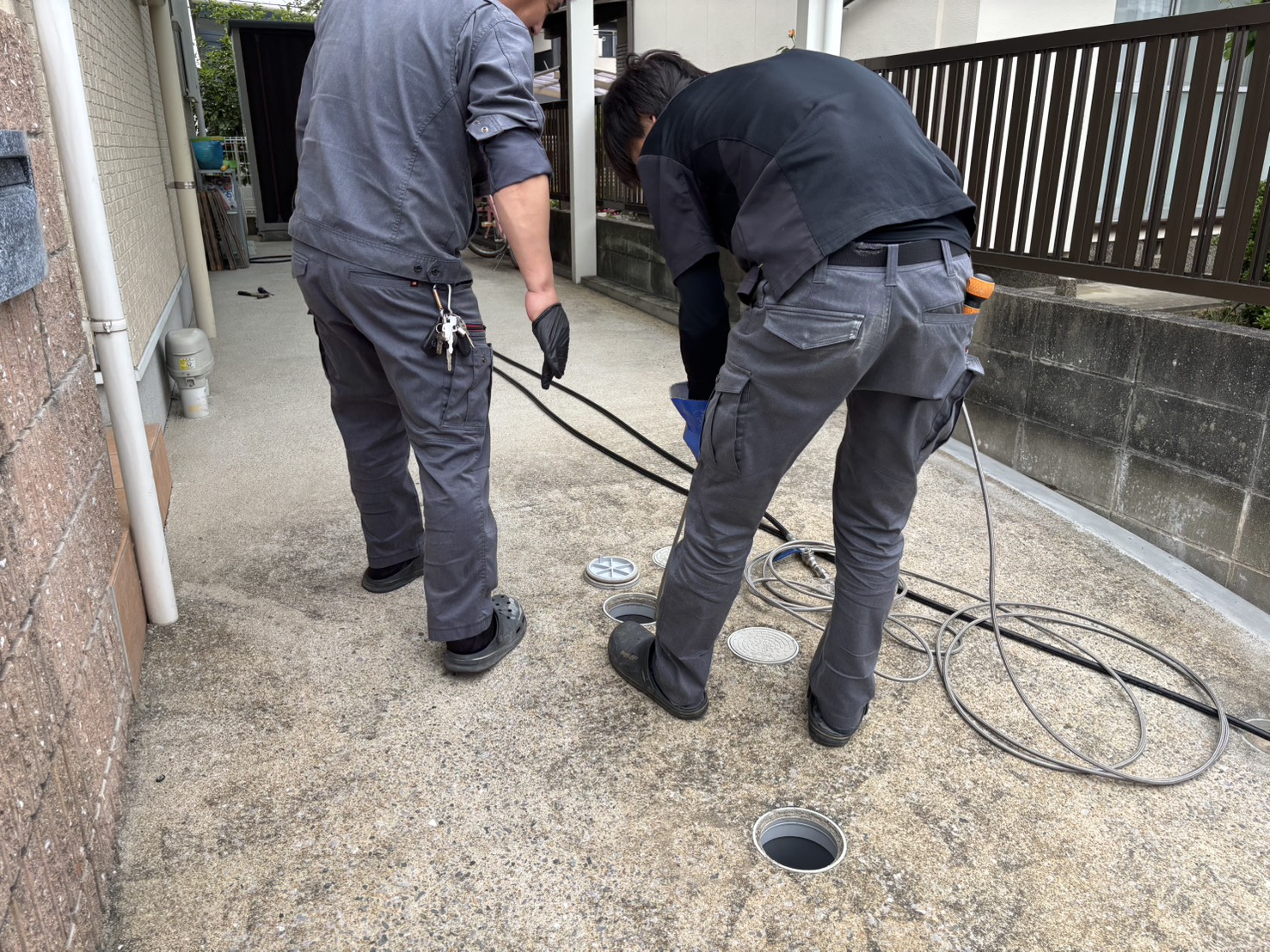 排水詰まり高圧洗浄作業